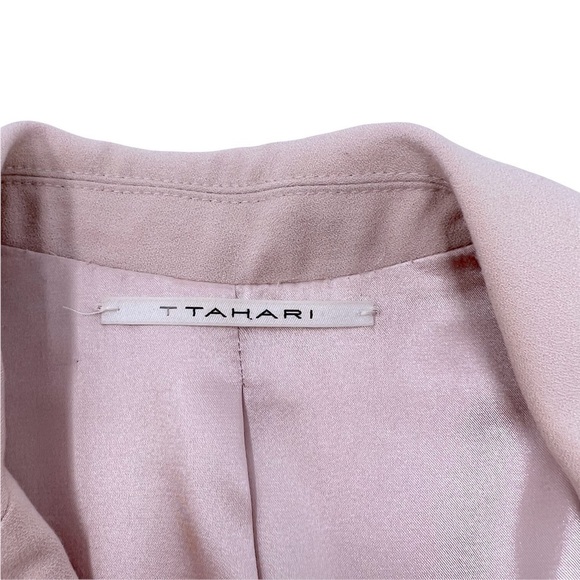 T Tahari Dusty Rose Blazer Size 8 One Button White Piping Trim Preppy Academia - Picture 9 of 15